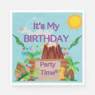 Dinosuar Volcano Boy Birthday Party Napkin