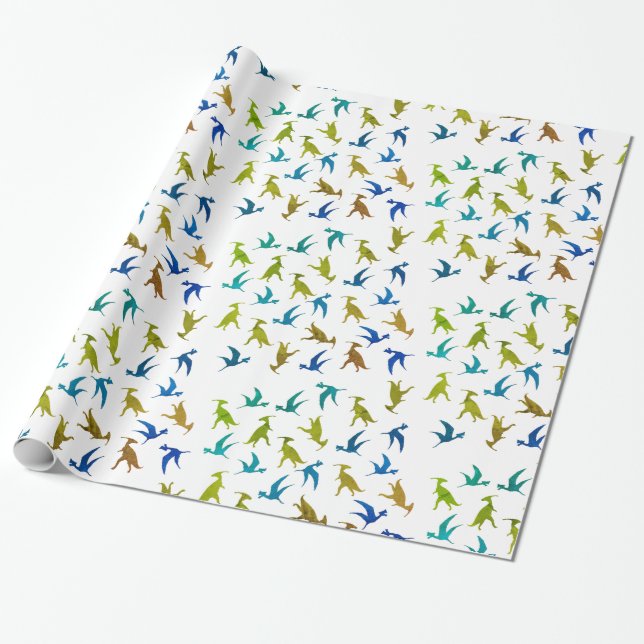 Dinosuars Pattern Wrapping Paper (Unrolled)