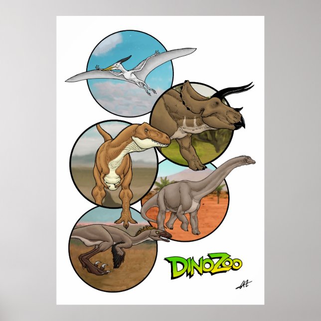 DinoZoo Dinosaur Collage Poster (Front)