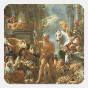 Diogenes Searching for an Honest Man, c.1650-55 (o Square Sticker