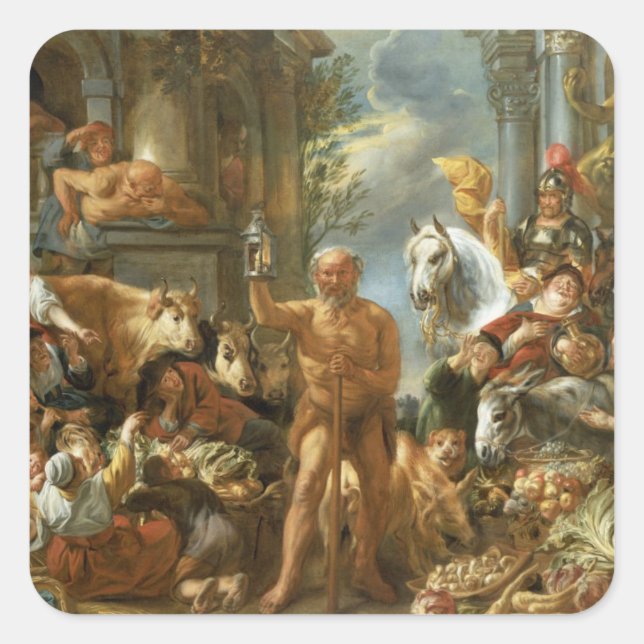 Diogenes Searching for an Honest Man, c.1650-55 (o Square Sticker (Front)