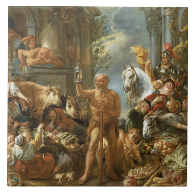 Diogenes Searching for an Honest Man, c.1650-55 (o Tile (Front)