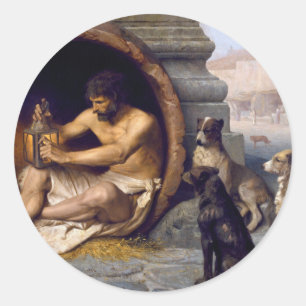 Diogenes Surrounded by Dogs - by Jean Leon Gerome Classic Round Sticker