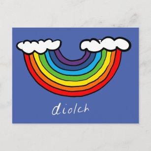 Diolch (Thank you in Welsh) card - Rainbow design