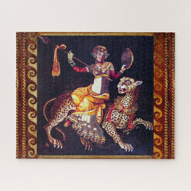 DIONYSOS WITH A SPEAR RIDING LEOPARD Greek Mosaic  Jigsaw Puzzle (Horizontal)