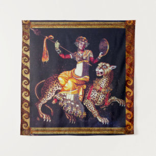 DIONYSOS WITH A SPEAR RIDING LEOPARD Greek Mosaic  Tapestry