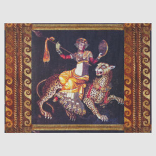 DIONYSOS WITH A SPEAR RIDING LEOPARD Greek Mosaic Tissue Paper