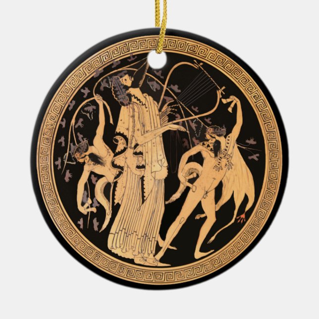 Dionysus and the Satyrs Ceramic Tree Decoration (Front)