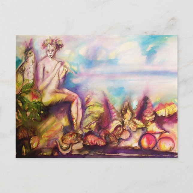 DIONYSUS ,Playing Flute with Sea shells and Fruits Postcard (Front)