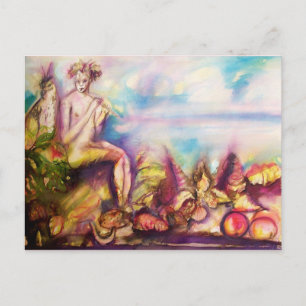 DIONYSUS ,Playing Flute with Sea shells and Fruits Postcard