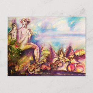 DIONYSUS ,Playing Flute with Sea shells and Fruits Postcard