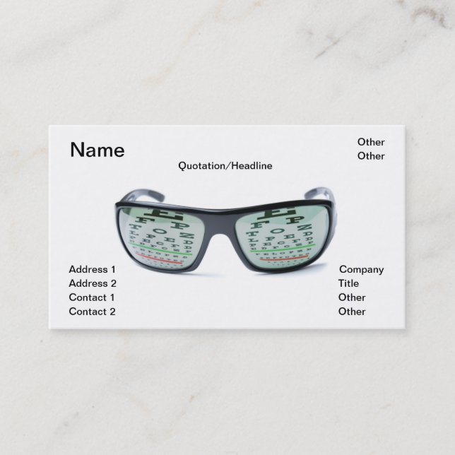 Dioptric sunglasses business card (Front)