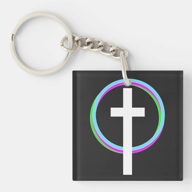 Dios Neon Circular Ring Faith Logo Christian Key Ring (Front)