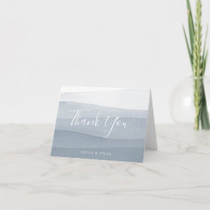 Dip Dye Blue Watercolor Wedding Thank You Card