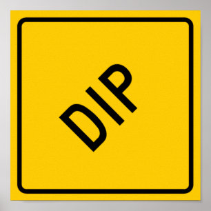 Dip Highway Warning Sign