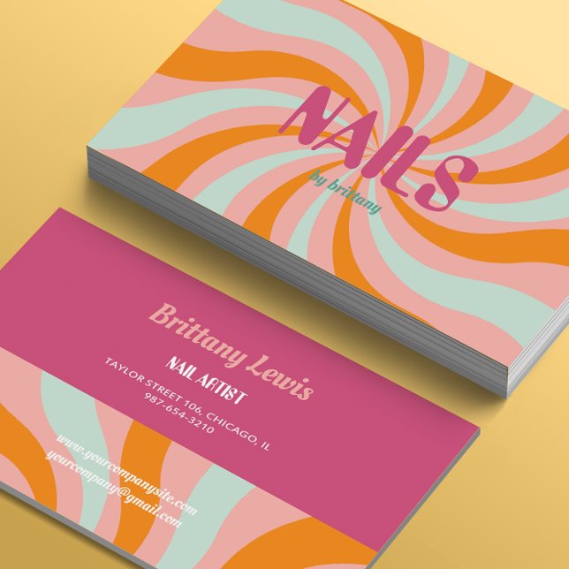 Dip Swirl Pattern Nail Salon  Business Card (Creator Uploaded)