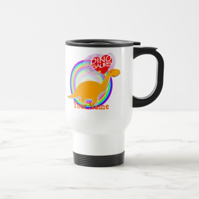 Diplodocus & Stegosaurus Dinosaurs Name Mug (Right)