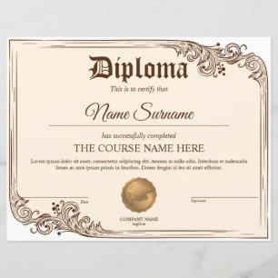 Diploma Certificate of Participation Award Course