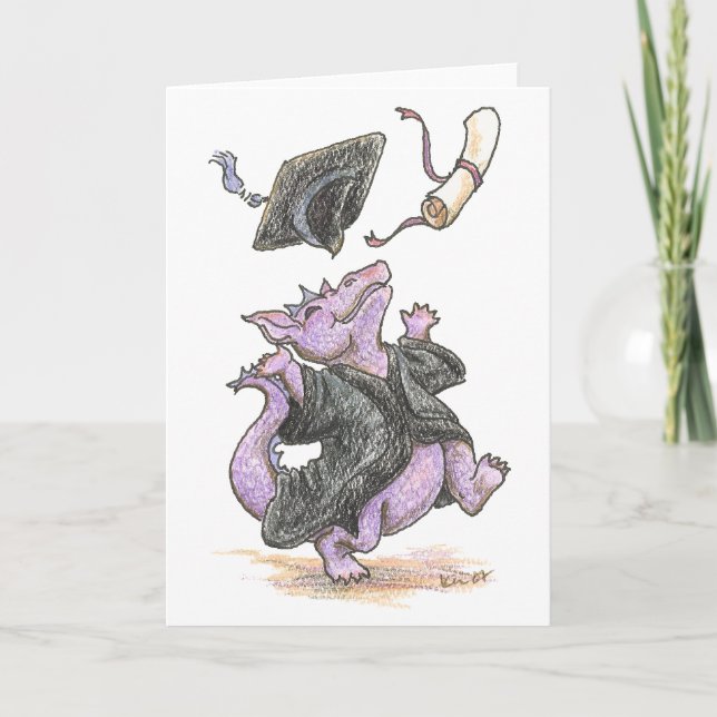 "Diploma Dragon" Greeting and Note Cards (Front)