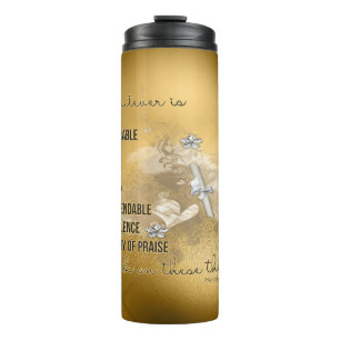 Diploma, Gems, Heart, Flowers, Philippians 4:8 Thermal Tumbler