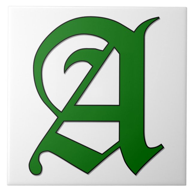 Diploma Letter A in Green Monogram Tile (Front)