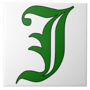 Diploma Letter J in Green Monogram Tile