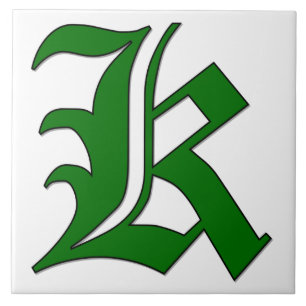 Diploma Letter K in Green Monogram Tile