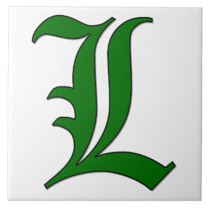 Diploma Letter L in Green Monogram Tile