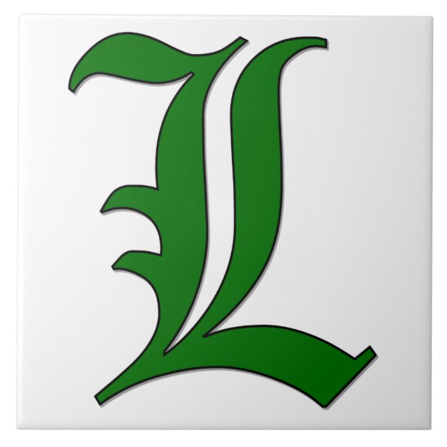 Diploma Letter L in Green Monogram Tile (Front)