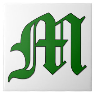 Diploma Letter M in Green Monogram Tile