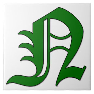Diploma Letter N in Green Monogram Tile