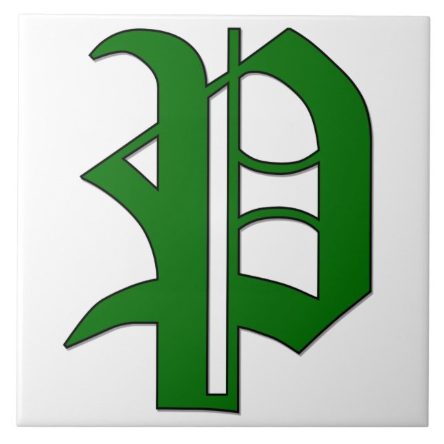 Diploma Letter P in Green Monogram Tile (Front)