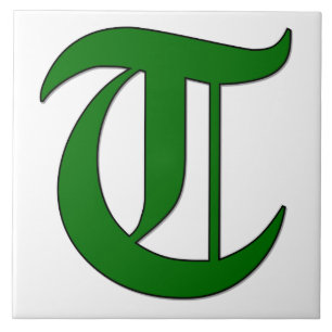 Diploma Letter T in Green Monogram Tile