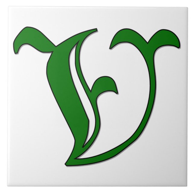 Diploma Letter V in Green Monogram Tile (Front)