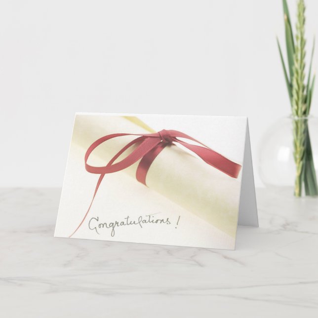 Diploma Red Ribbon Graduation Card (Front)