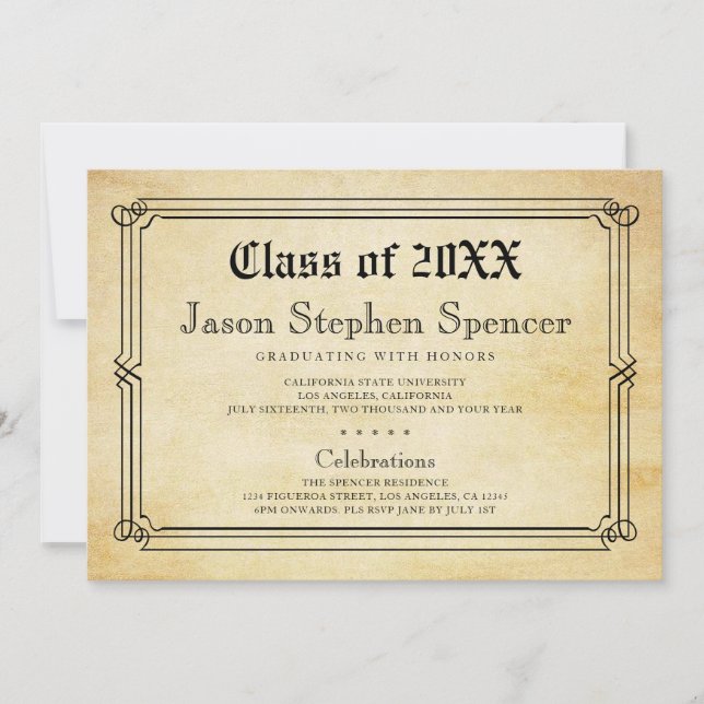 Diploma Style Graduation Announcement (Front)