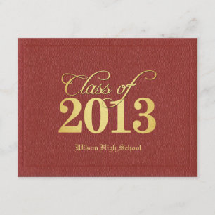 Diploma Themed Red & Gold Class of 2013 Graduation Invitation