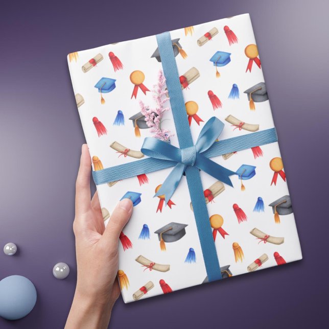 Diplomas Graduation Caps Wrapping Paper (Creator Uploaded)