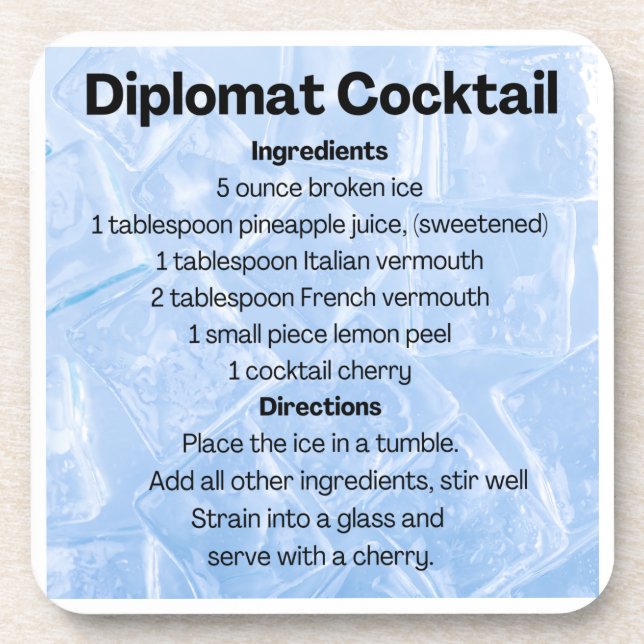 Diplomat Cocktail Recipe Coaster (Front)