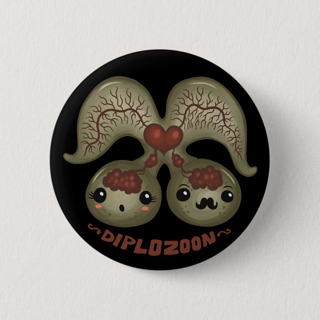 Diplozoon paradoxum 6 cm round badge (Front)