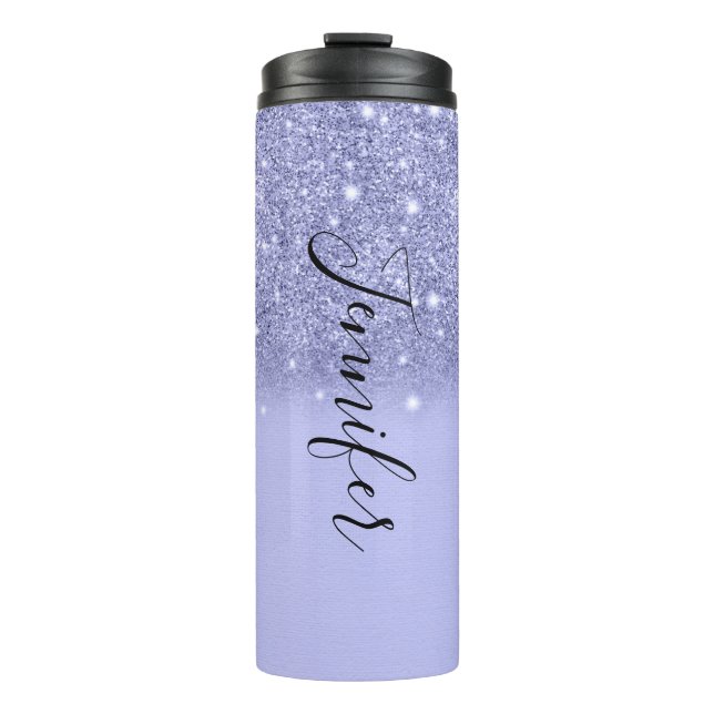 Dipped Blue Glitter Thermal Tumbler (Front)