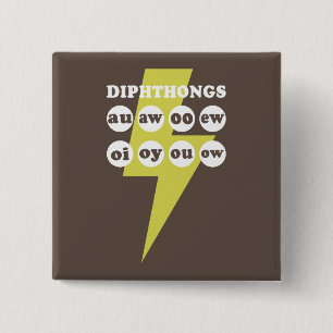 Dipthongs Learning English with phonics 15 Cm Square Badge