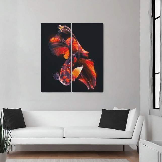 diptych of a betta fish swimming canvas print (Creator Uploaded)