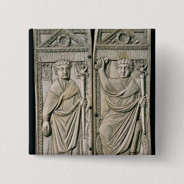 Diptych of Boethius  Consul in 487 AD 15 Cm Square Badge (Front)