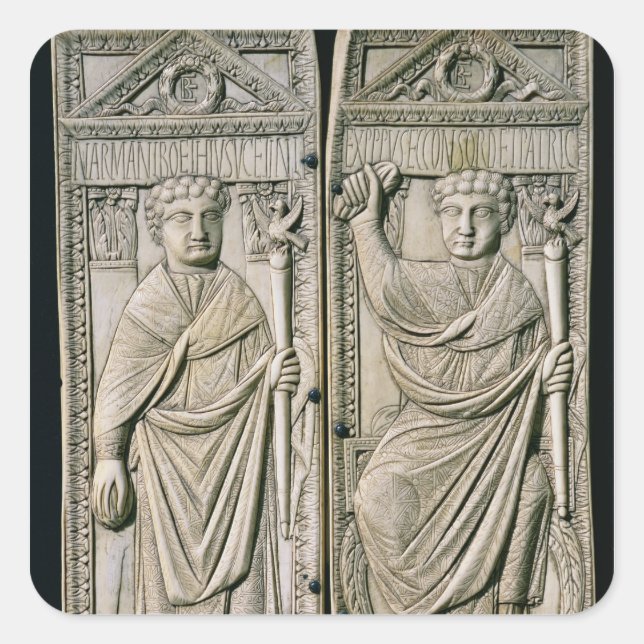 Diptych of Boethius  Consul in 487 AD Square Sticker (Front)