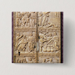 Diptych showing the Miracles of Christ 15 Cm Square Badge