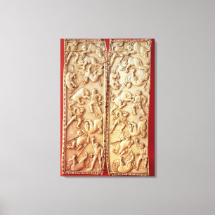 Diptych with a lion hunting scene canvas print