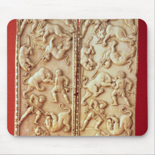 Diptych with a lion hunting scene mouse mat