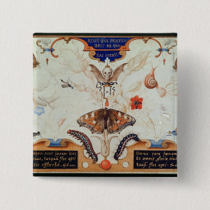 Diptych with flowers and insects, 1591 15 cm square badge