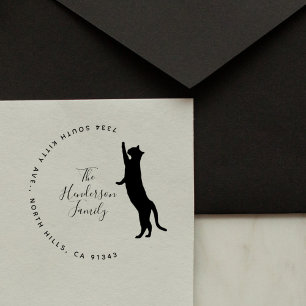 Dirección de devolución mínima de familia de gato  rubber stamp